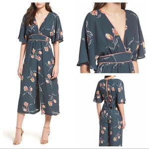 June & Hudson Teal Floral Jumpsuit (XL)